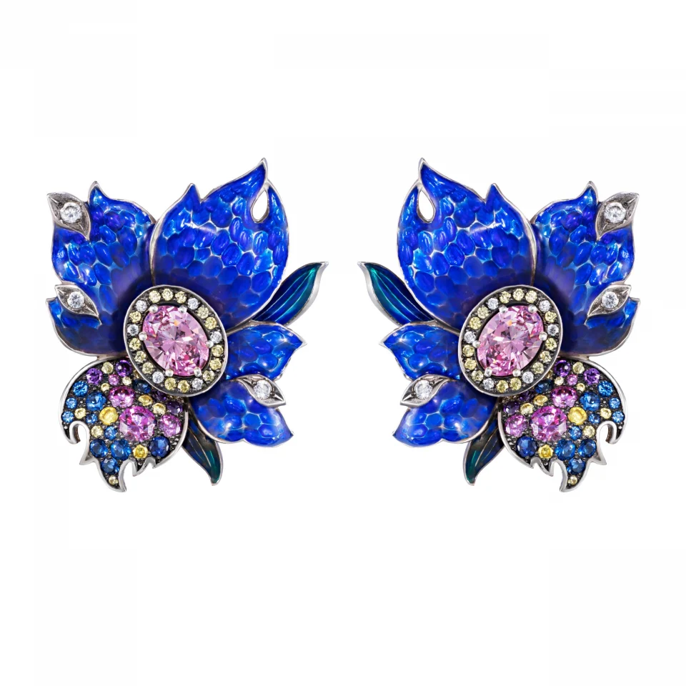 enamel flower earrings