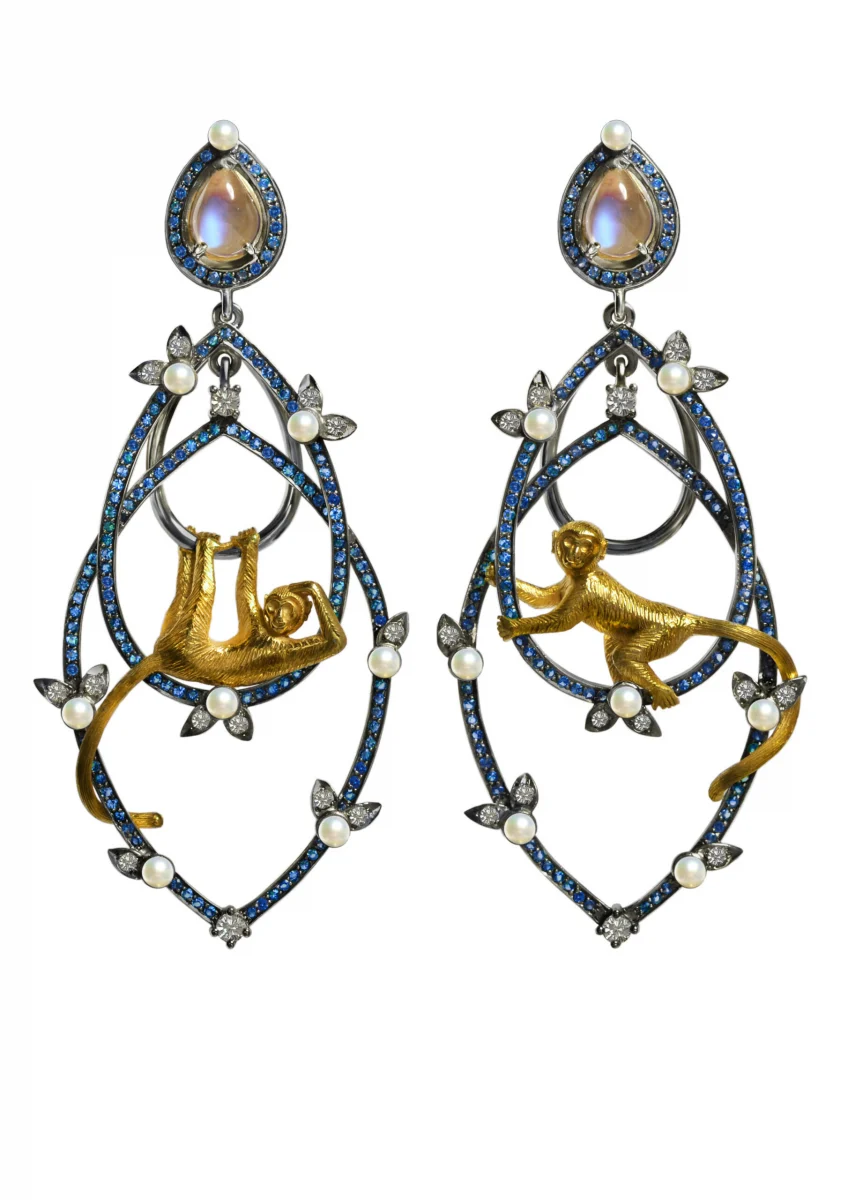 monkey jungle earrings