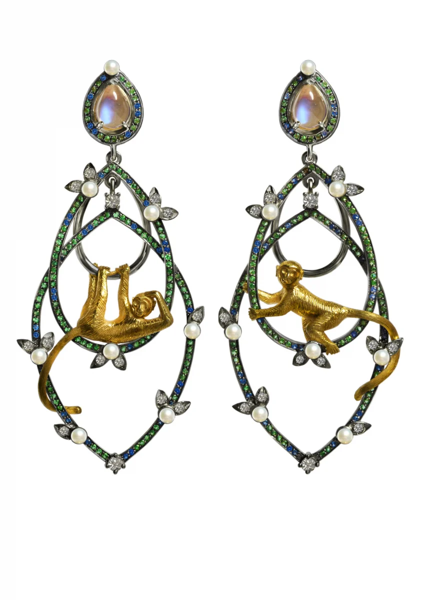 monkey jungle earrings