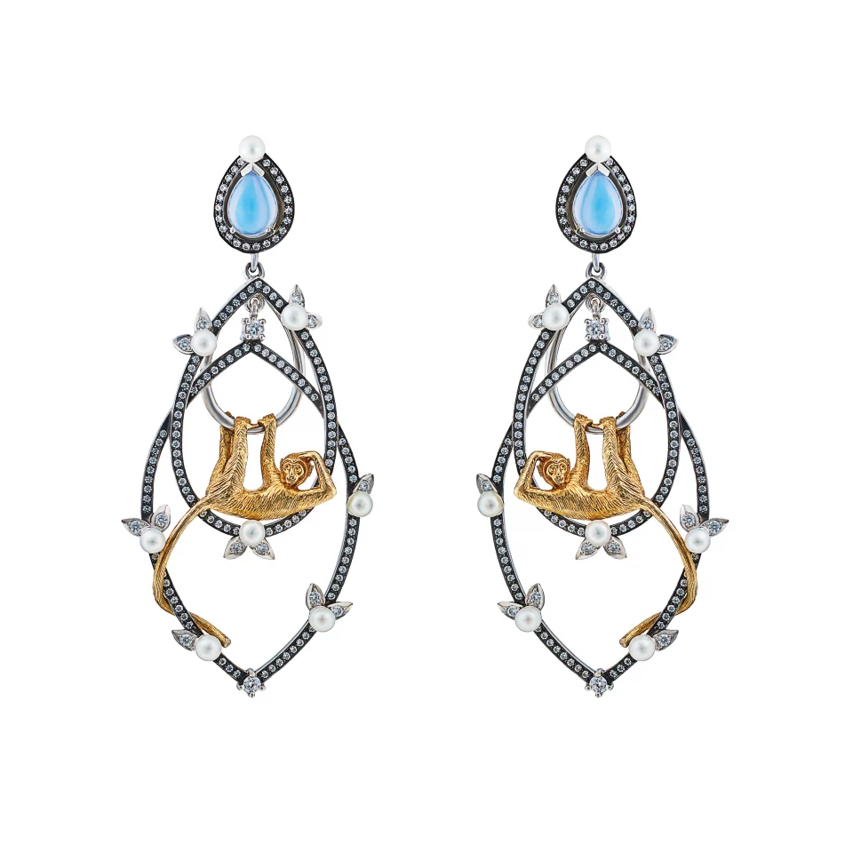 monkey jungle earrings