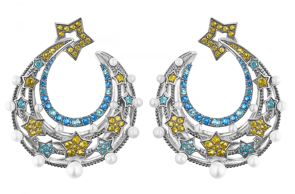 moon and stars earring