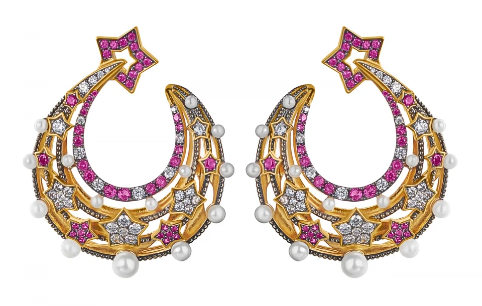 moon and stars earring