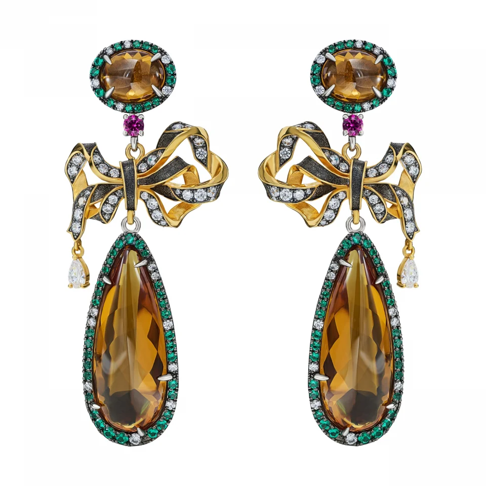 crystal bows earrings